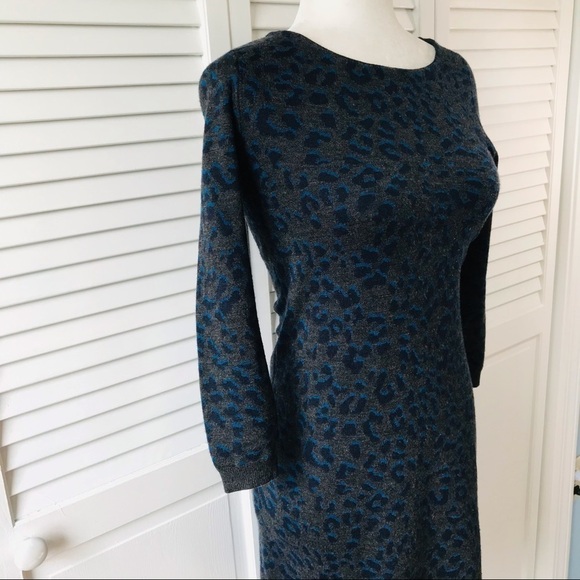 2/$25 LOFT Gray Cheetah Print Petite Sweater Dress Size XS - Picture 4 of 9